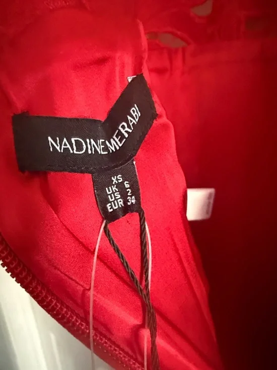 Nadine Merabi Eleanor Red Jumpsuit Long Sleeve Velvet  2 and 14 available - Picture 6 of 6